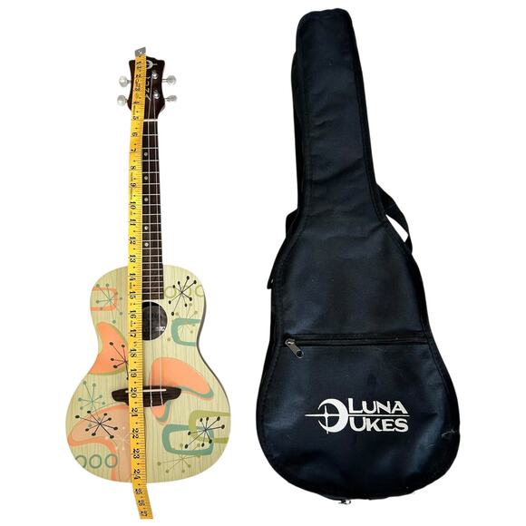 Luna Ukes UkeRadioactive Concert Ukulele w Case Mid Century Starburst Design - Picture 3 of 11
